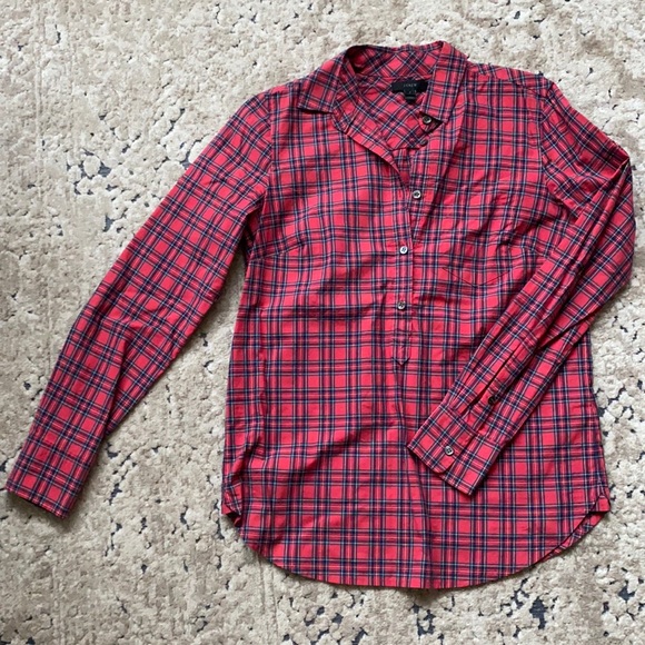JCrew red tartan popover shirt - Picture 3 of 5